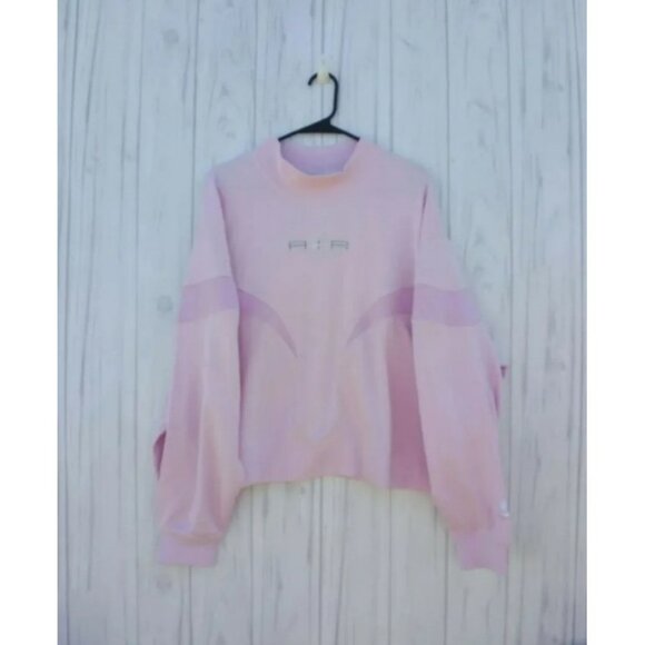 1X PLUS SIZE WOMEN'S NIKE Sweatshirt CREWNECK SWEATER PINK WHITE DM3284-695 - Picture 1 of 12